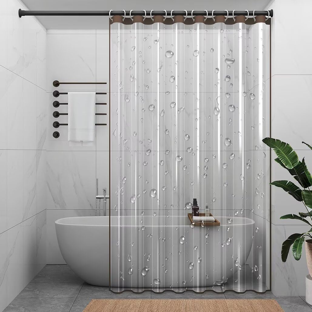 Amazon｜YKFN シャワーカーテン 透明 195cm丈 幅120cm 防カビ 防水 小